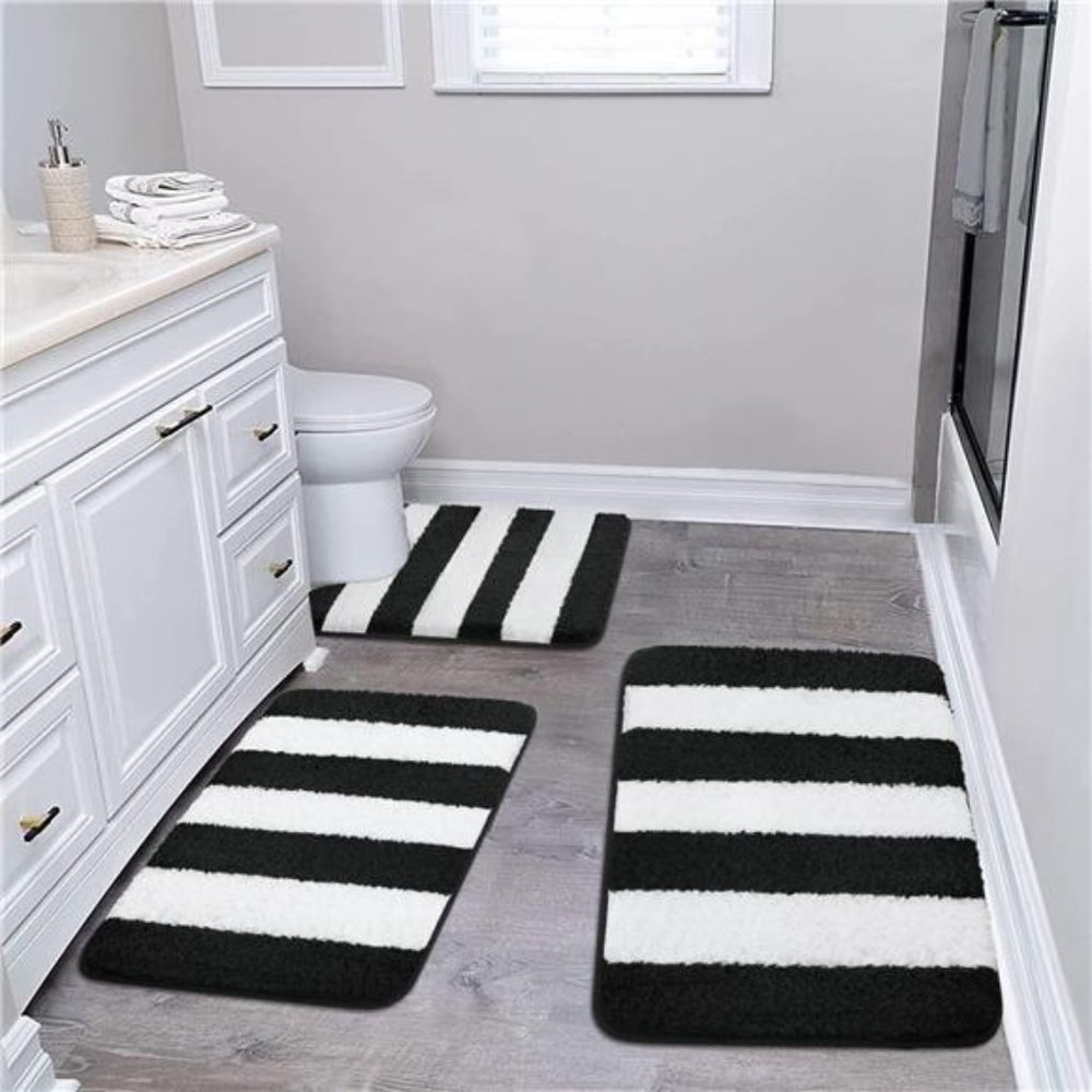 3 Pieces Bathroom Rug, Ultra Soft Non-Slip Bath Mats Sets, Microfiber Absorbent